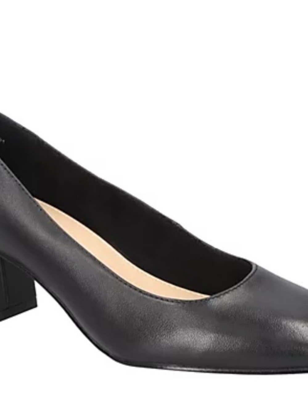 Bella Vita Black Leather Mid Block Heel Pump